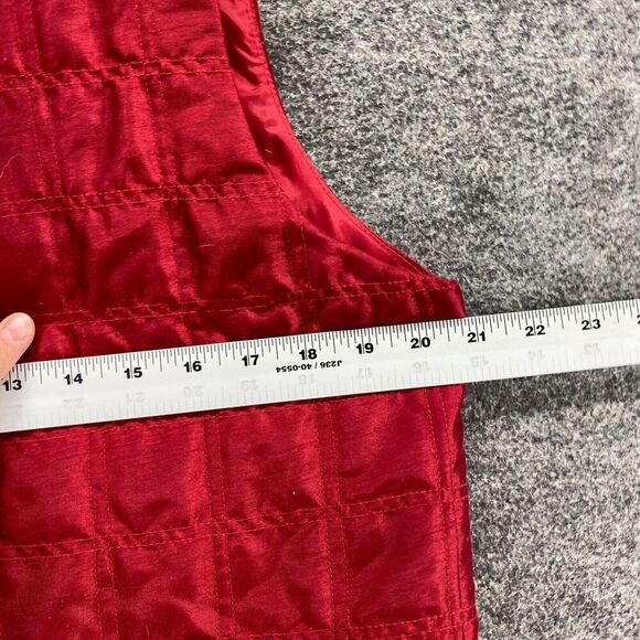 JM Collection Quilted Vest Women PL Petite Red V-Neck Sleeveless Casual Solid - Picture 6 of 8